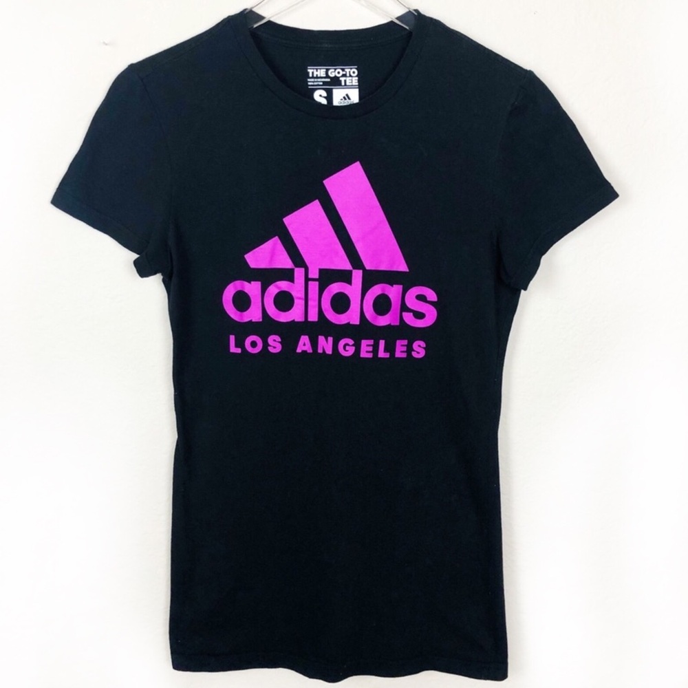 Adidas black and purple logo tee
